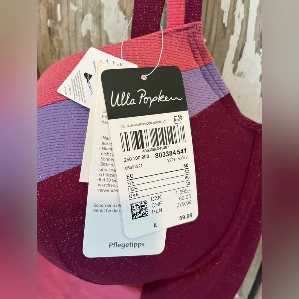 Ulla Popken One Piece Swimsuit NWT USA Size 30 Pink & purple